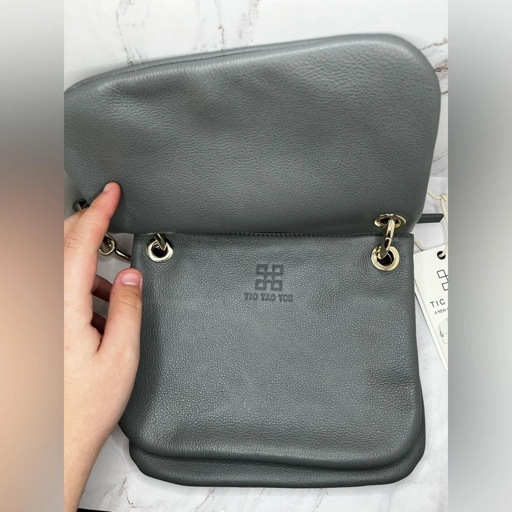 NWT Tic Tac Toe The Minime Small Square Triplet Set in Grey with Gold Hardware - Picture 9 of 9